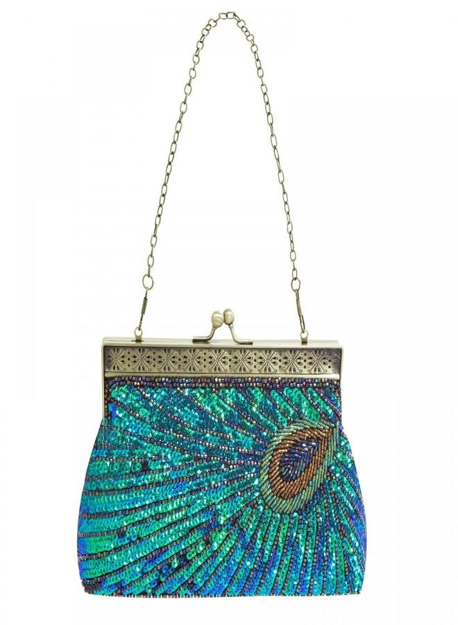 Simcat Women's Sequin Beaded Evening Bag Retro Peacock Clutch Bridal Purse Vintage Sparkly Handbag for Party Wedding Cocktail - Image 3